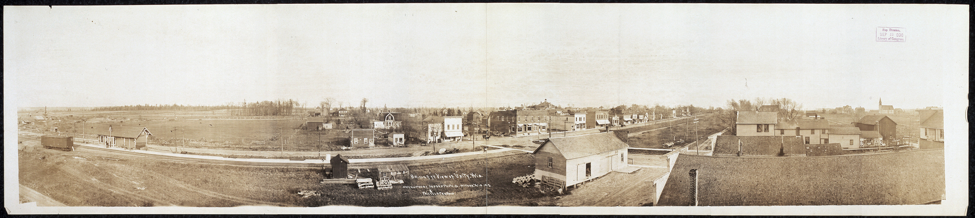 Birds eye view of Unity, Wisconsin, 1912, 1912 — historic image