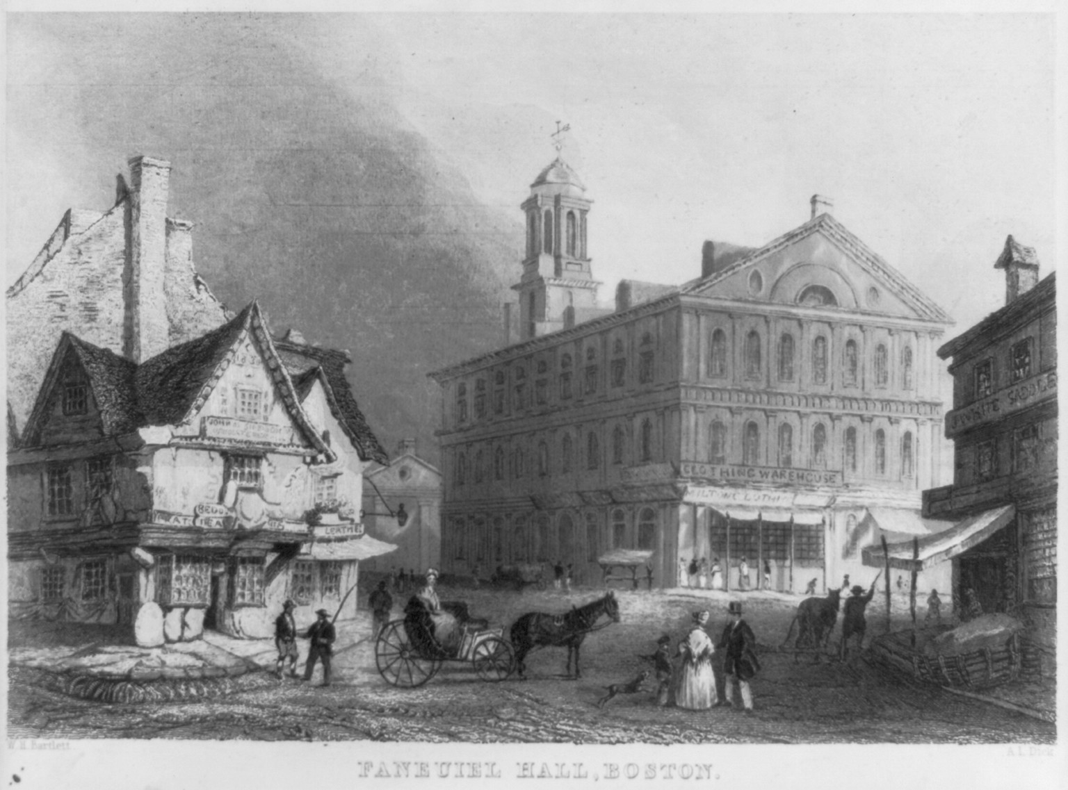 Faneuil Hall, Boston, [no date recorded on caption card] — antique engraving
