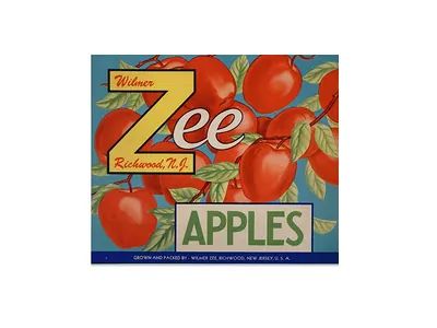 Zee Apples crate label, Richwood, New Jersey