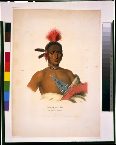 Moa-Na-Hon-Ga--Great Walker--An Ioway chief / printed & coloured at I.T. Bowen's Lithographic Establishment.