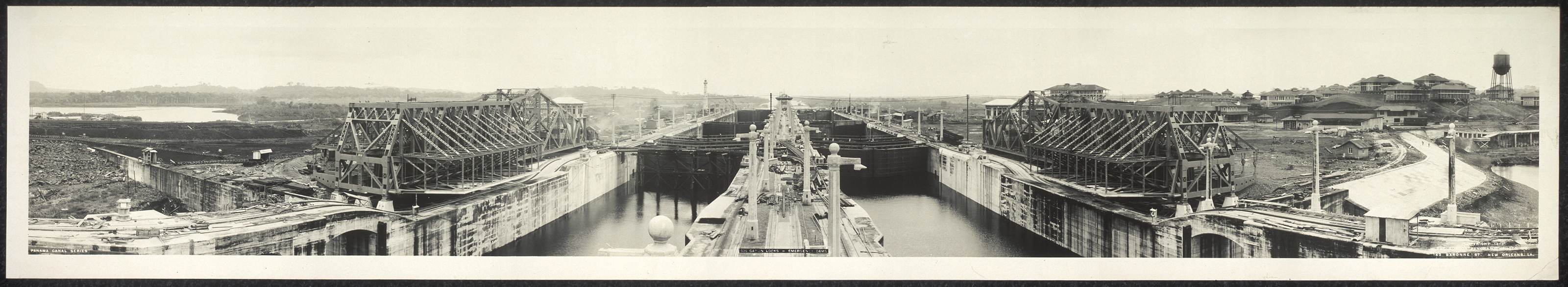 PANAMA 1913 Gatun Locks - emergency dams — historic image
