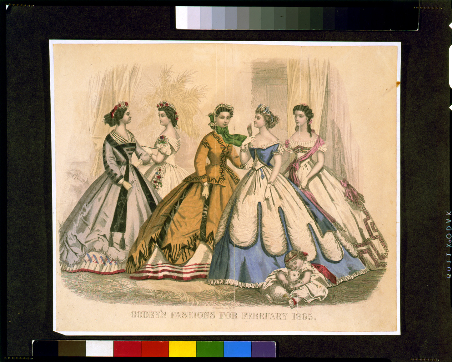 Godey's fashions for February 1865 / Kimmel, sc., N.Y., 1865 — antique engraving