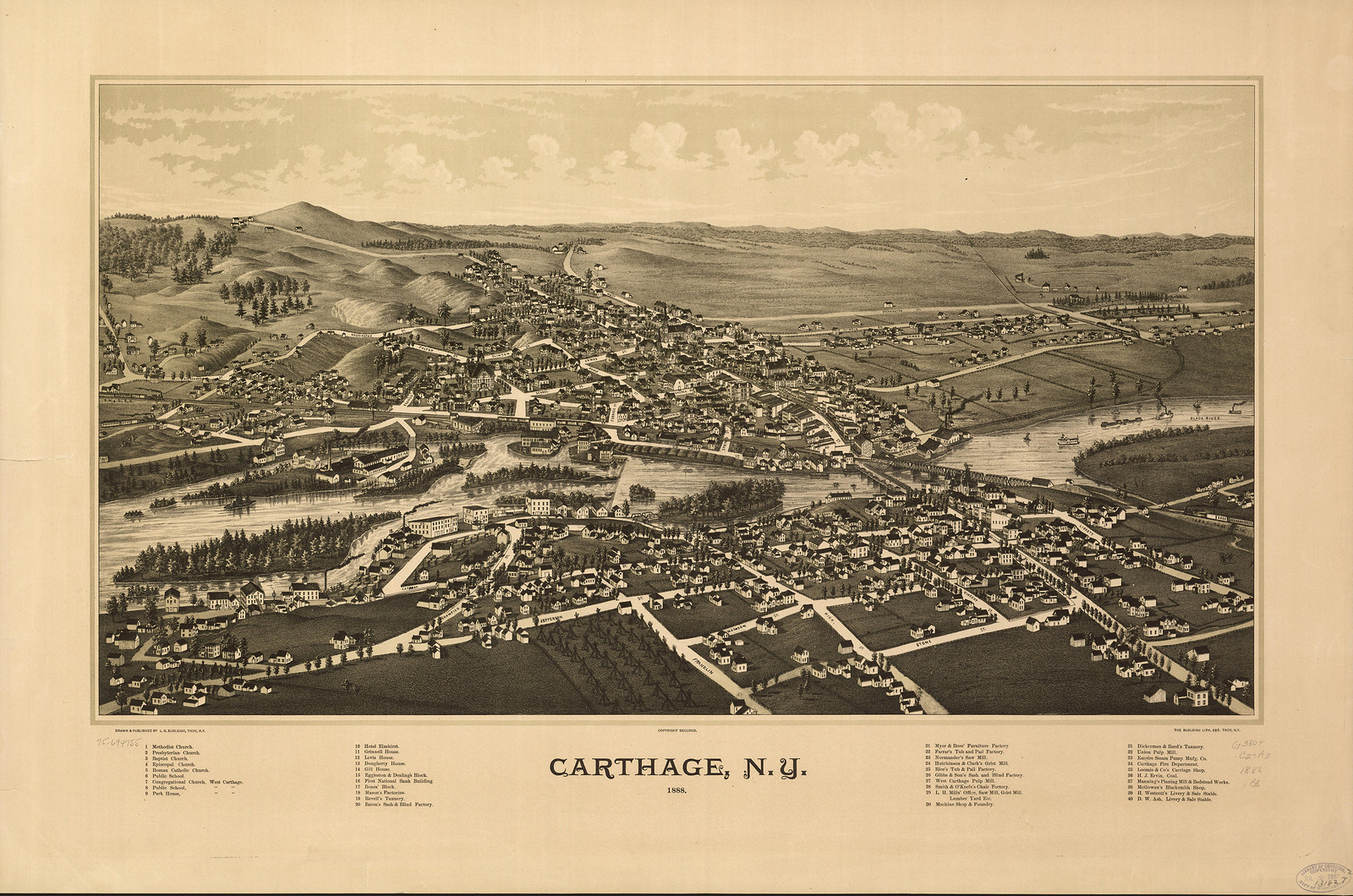 Carthage, New York, 1888, 1888 — antique map
