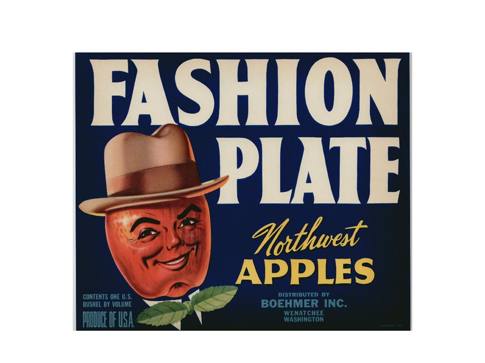 Fashion Plate Northwest Apples crate label — historic image