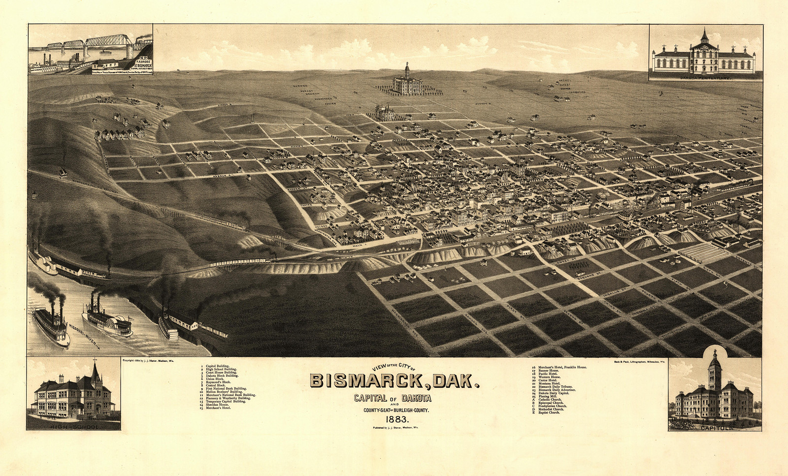 Bismarck, Dakota Territory, 1883, 1883 — antique map