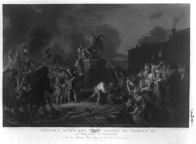 Antique Photo Print - New York City - Pulling down the statue, 1776