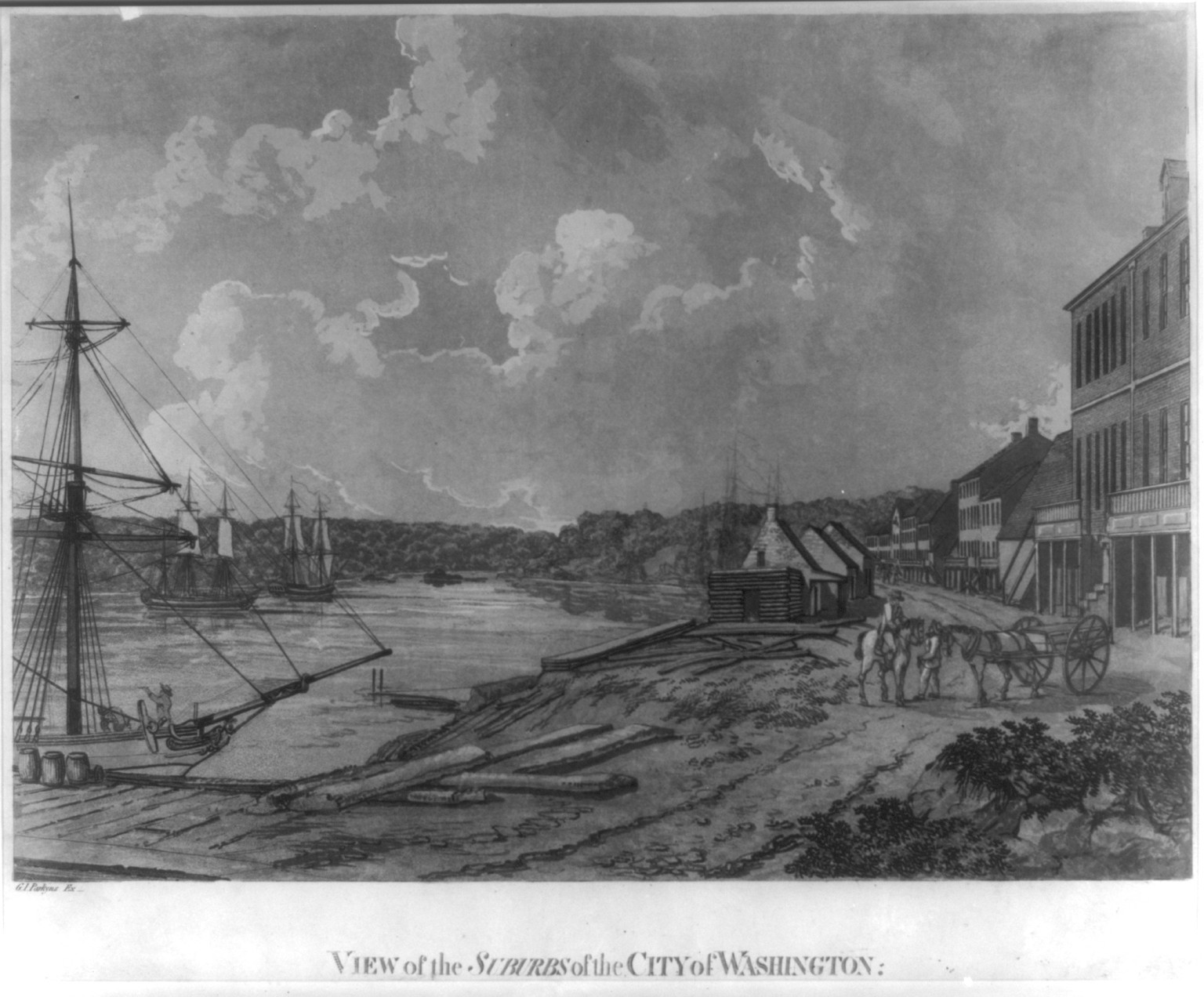 View of the suburbs of the city of Washington, [ca. 1795] — historic print