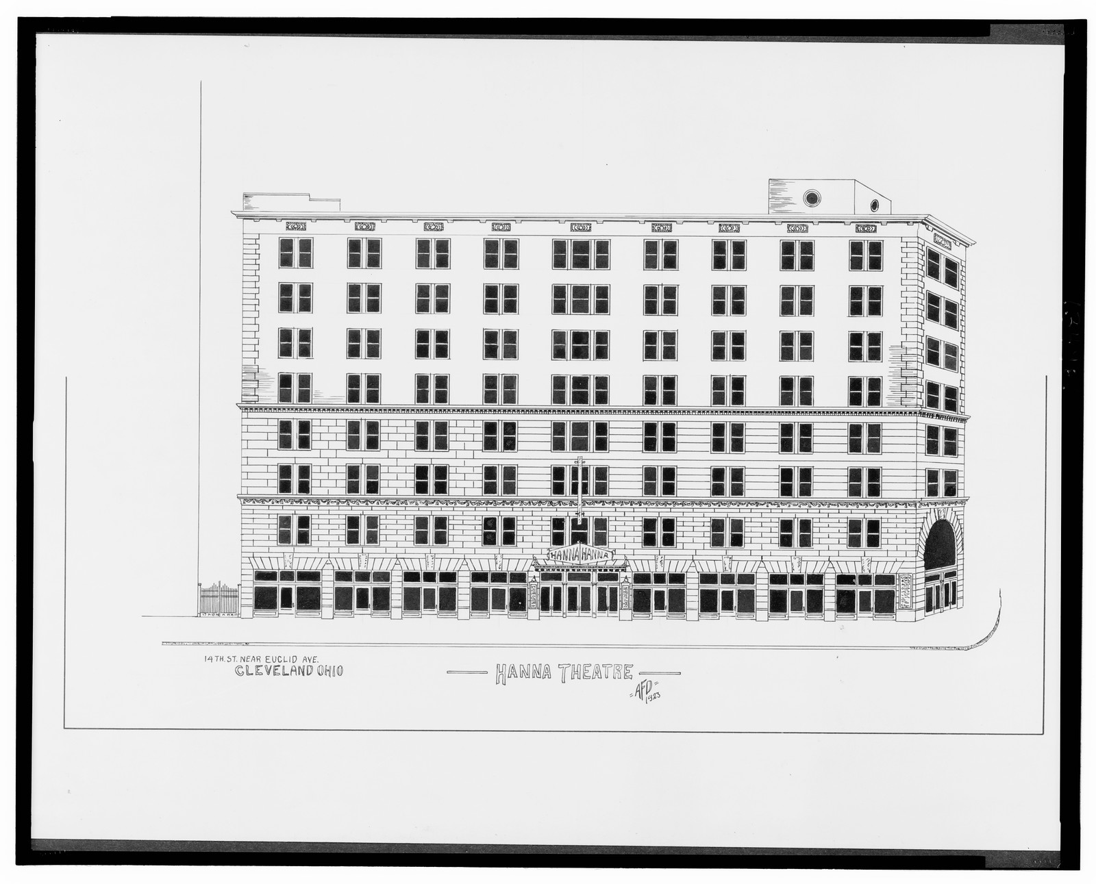 [Hanna Theatre, 14th St. near Euclid Ave., Cleveland, Ohio] / AFD 1923., And Engineering (ADE) Drawings — vintage poster