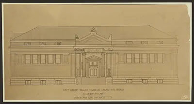 East Liberty Branch Carnegie Library Pittsburgh elevation drawing