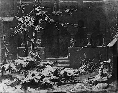 [Cloister court in the snow]