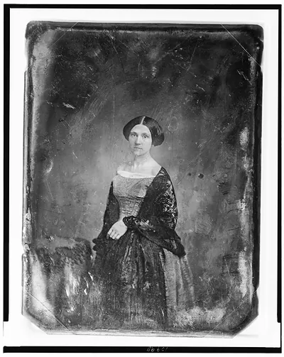 Unidentified woman in lace shawl, daguerreotype