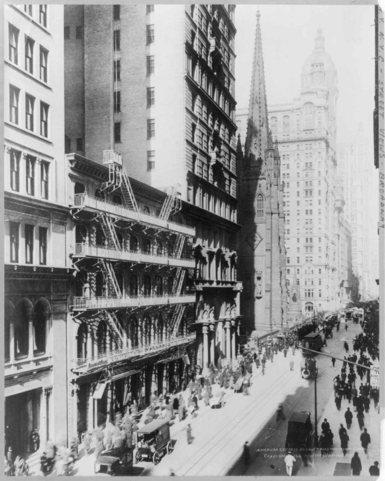 [New York City: American Express Bldg. & Broadway north], c1916. — historic photograph