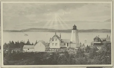 Lighthouse and keeper's house on a rocky point