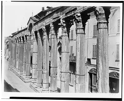 Columns of San Lorenzo. Part of Roman temple of Hercules