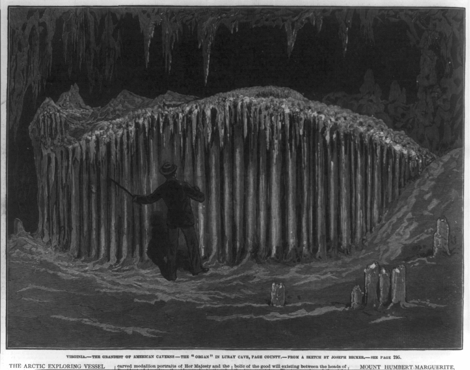 Virginia - The Grandest of American Caverns ... Luray Cave, Page County - The Organ, 1879 — antique engraving