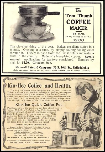 Tom Thumb Coffee Maker and Kin-Hee Coffee Advertisements
