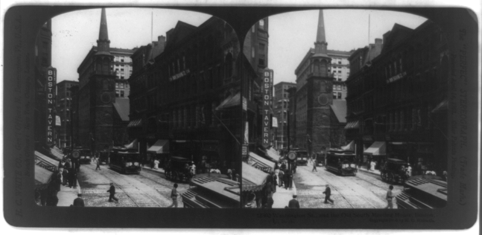 Washington St., and the Old South Meeting House, Boston, North Bennington, Vt. : H.C. White Co., c1906. — historic photograph