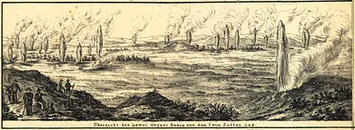 Übersicht des Lower Geyser Basin von den Twin Buttes aus