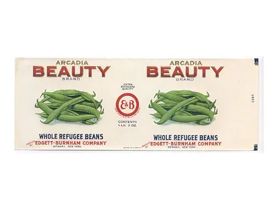 Arcadia Beauty brand whole refugee beans can label