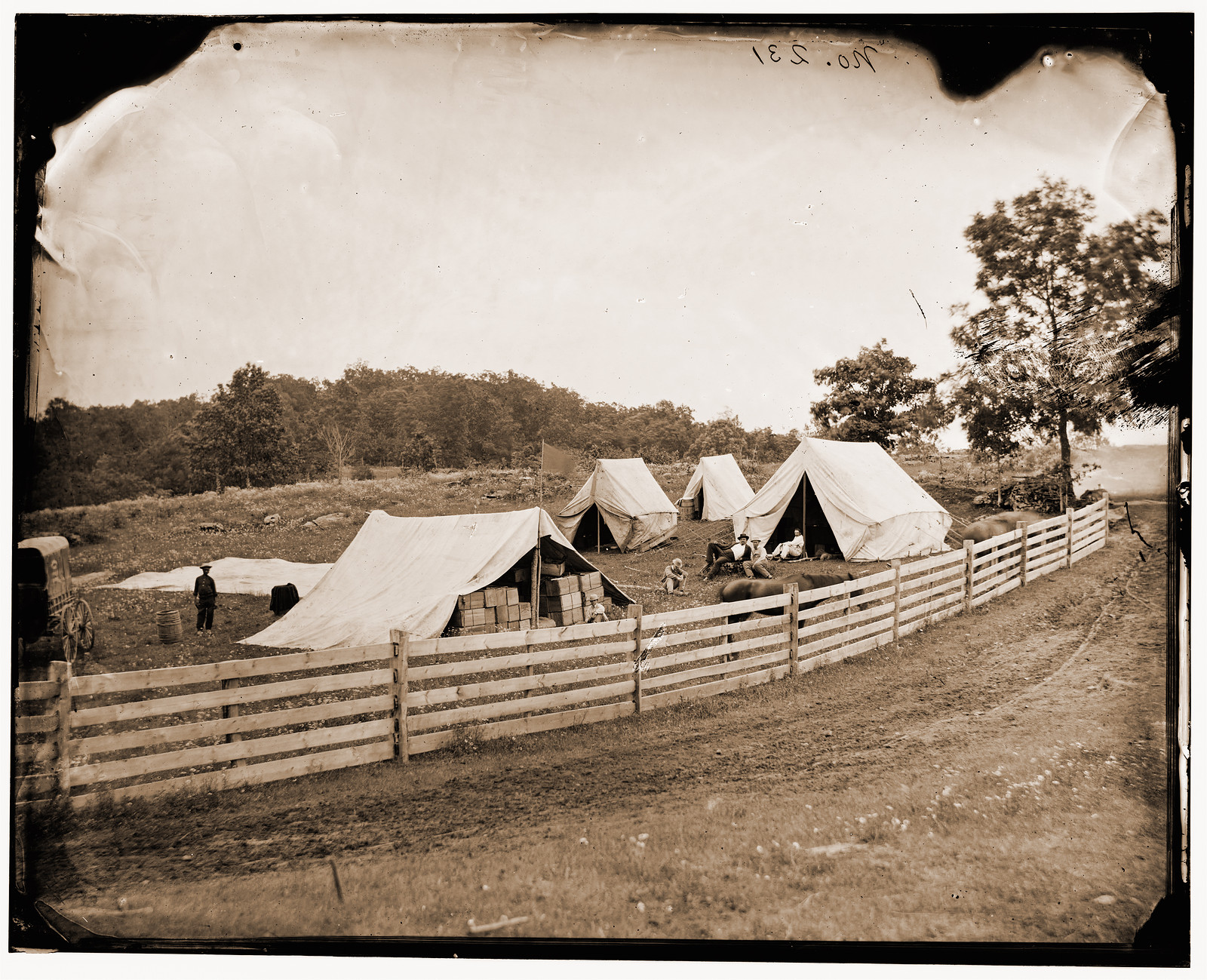 Gettysburg Pennsylvania. Camp of Captain John J. Hoff. Commissory of Subsistance, 1865 — historic photograph