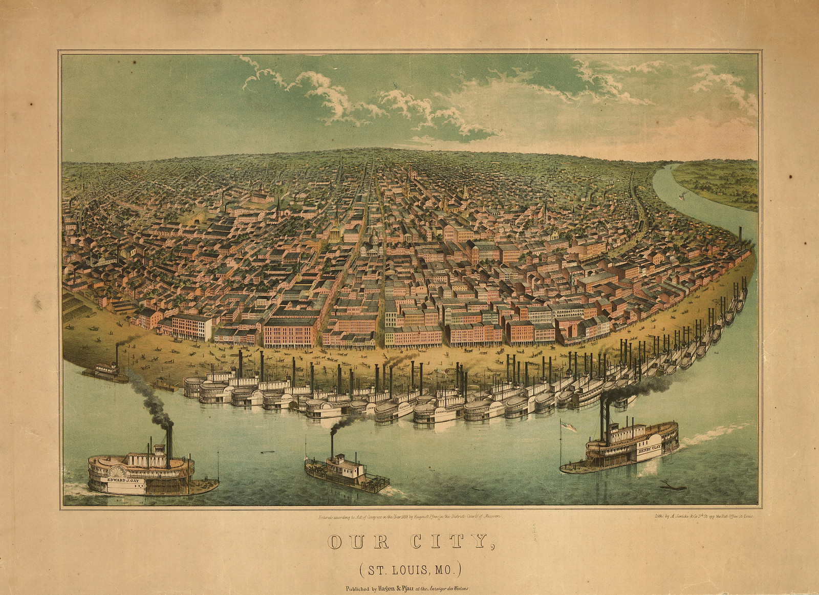 St. Louis, Missouri, 1859, 1859 — antique map