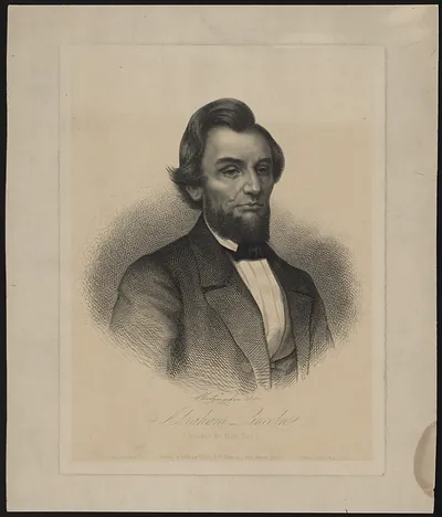 Engraved portrait of Abraham Lincoln, Président des Etats-Unis