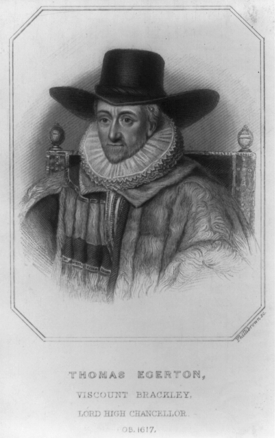 Thomas Egerton, d. 1617, [no date recorded on caption card] — antique engraving