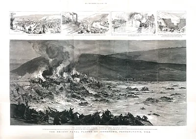 Johnstown Flood London Print 1889, Pennsylvania