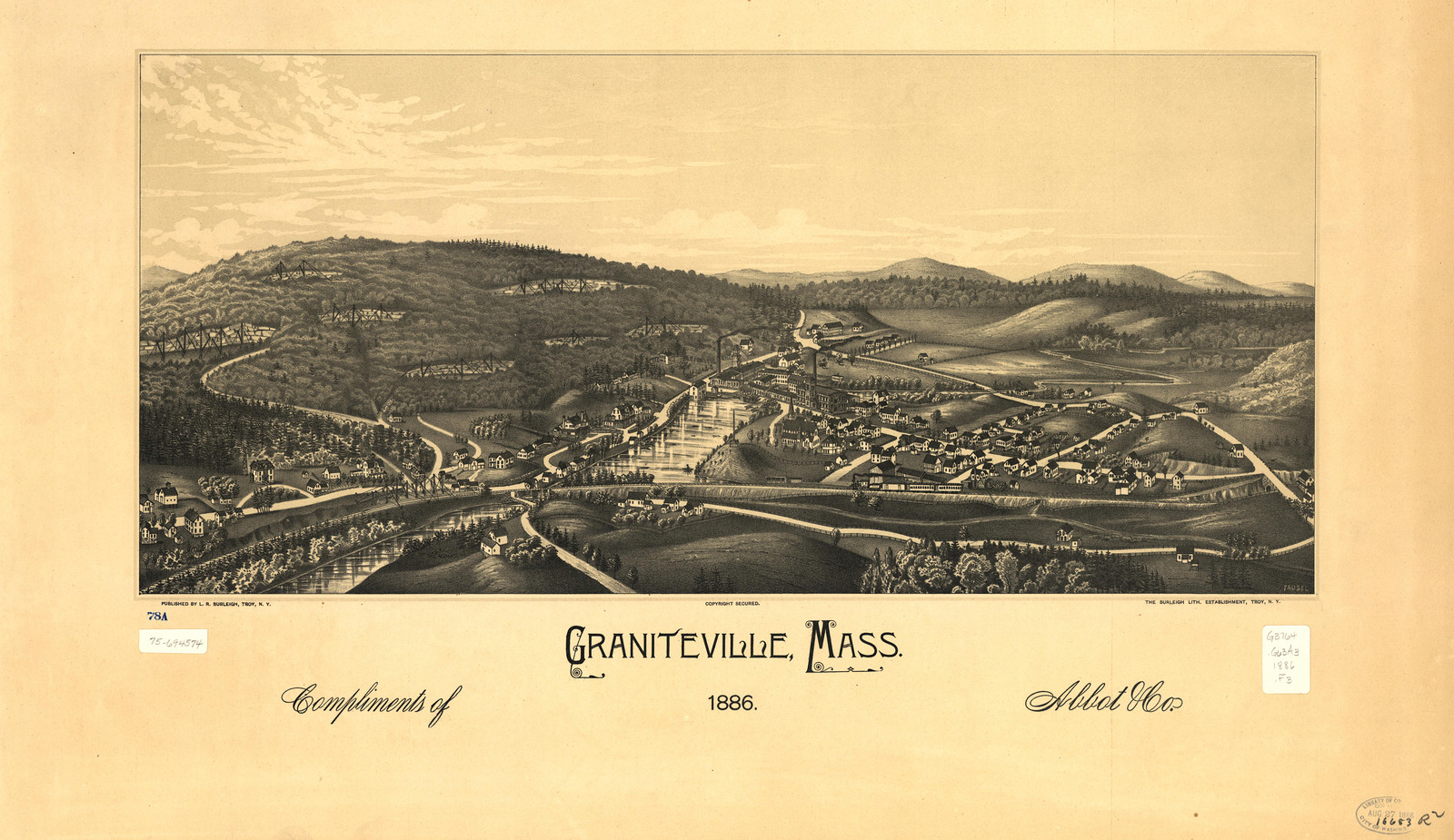 Graniteville, Massachusetts, 1886, 1886 — antique map