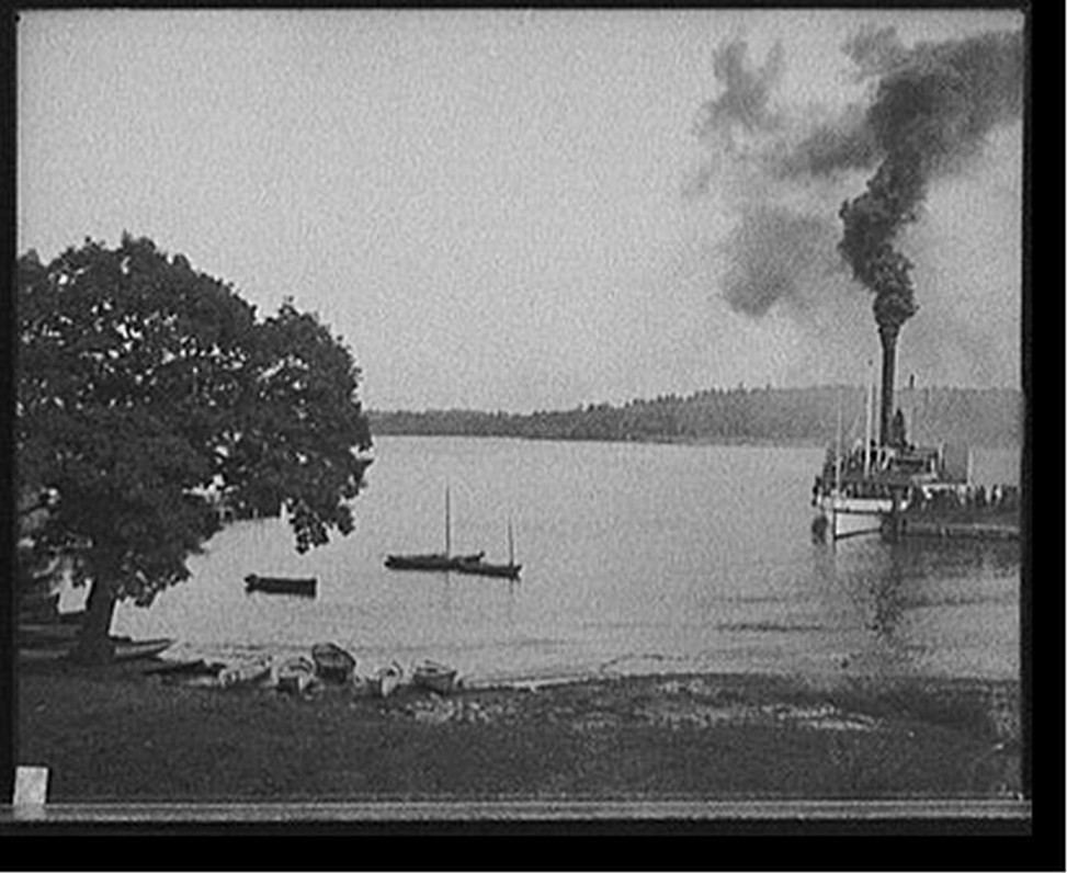 [Lake Winnipesaukee, N.H., steamer at wharf at Weirs], [between 1890 and 1910] — historic photograph