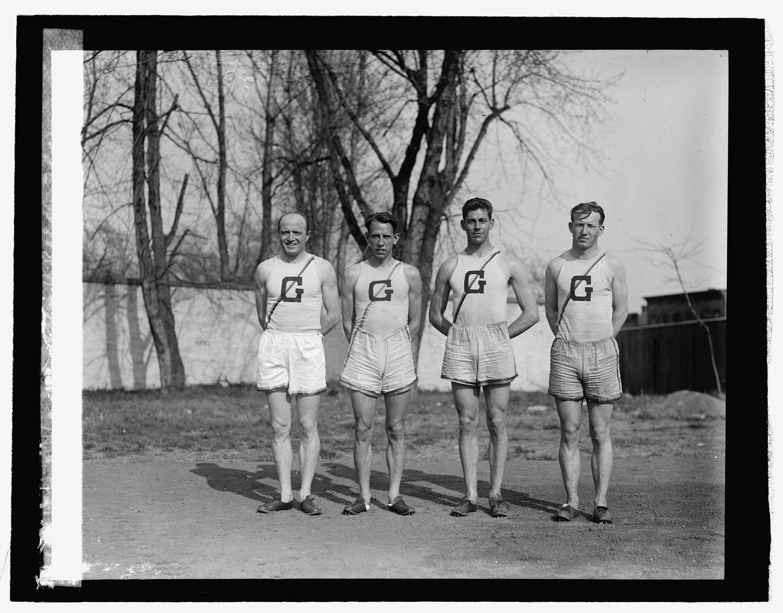 Ascher, Burgess, Swinbourne & R. Haas, Geo. U. relay team, [1926] — historic photograph