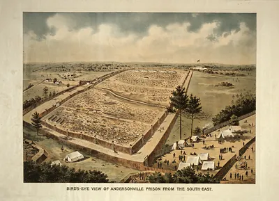Bird's-eye view of Andersonville Prison from the south-east