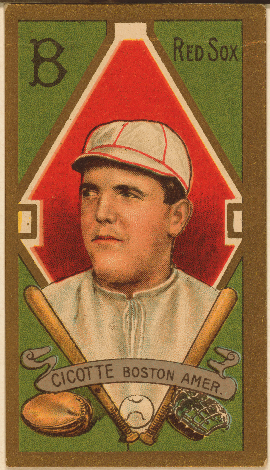 Cicotte Boston American baseball card, Red Sox player portrait — historic image