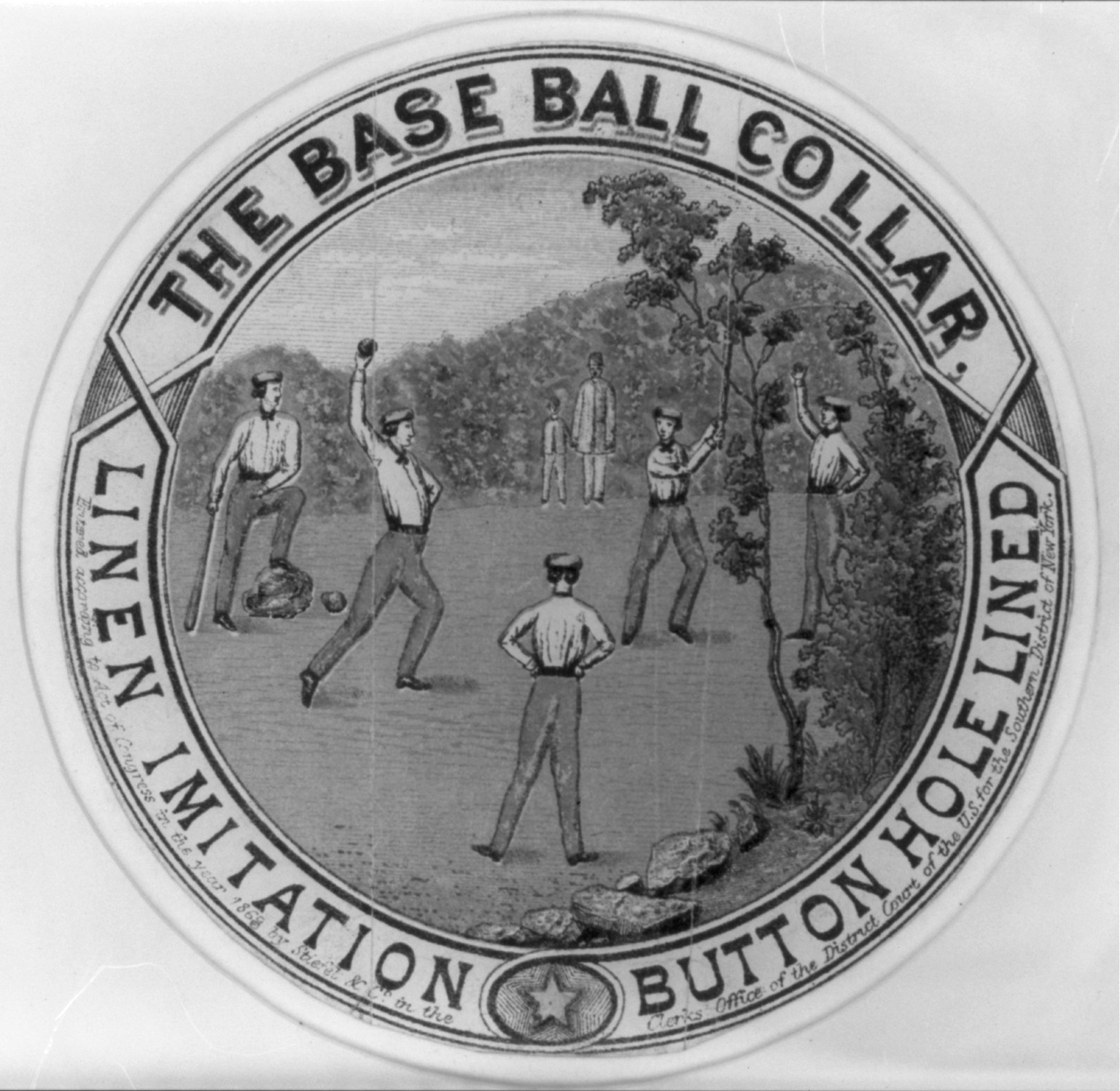 The base ball collar, c1869. — antique lithograph