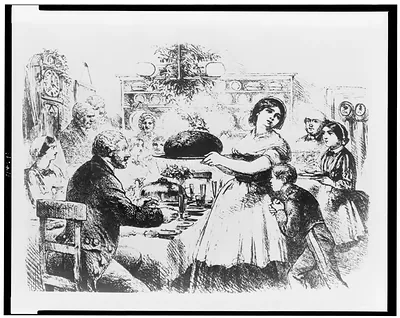 [Family with Christmas pudding, 1858]