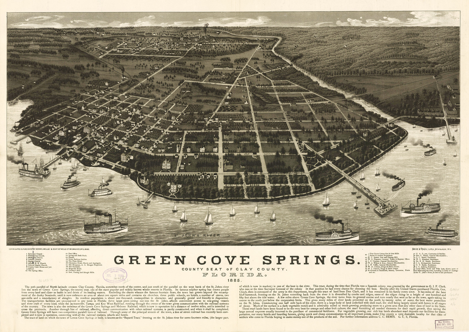 Green Cove Springs, Florida, 1885, 1885 — antique map
