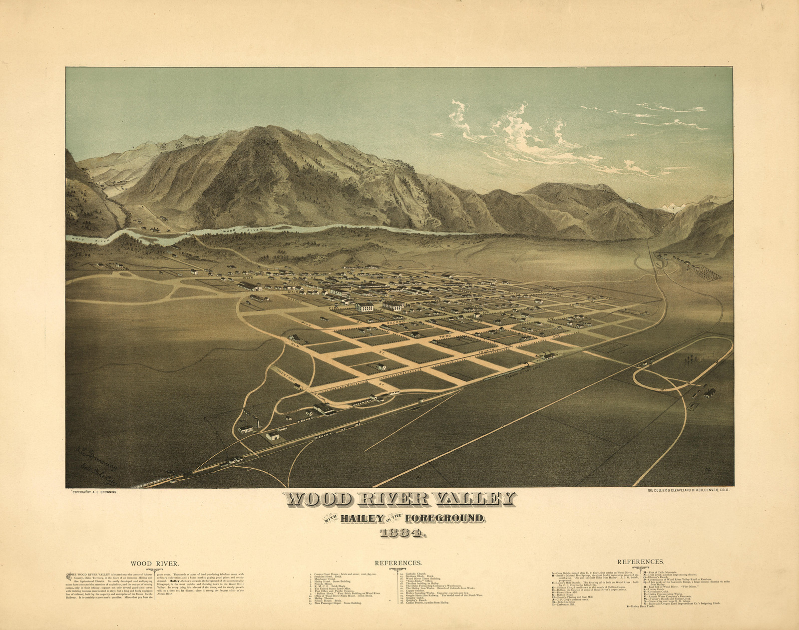 ID Wood River Valley 1884 MAP, 1884 — antique map
