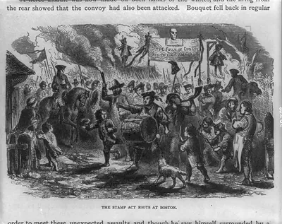 The Stamp Act riots in Boston