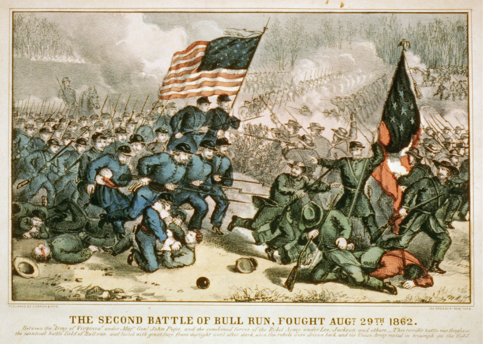 The second battle of Bull Run, fought Augt. 29th 1862., New York : Published by Currier & Ives, [1862?] — antique lithograph