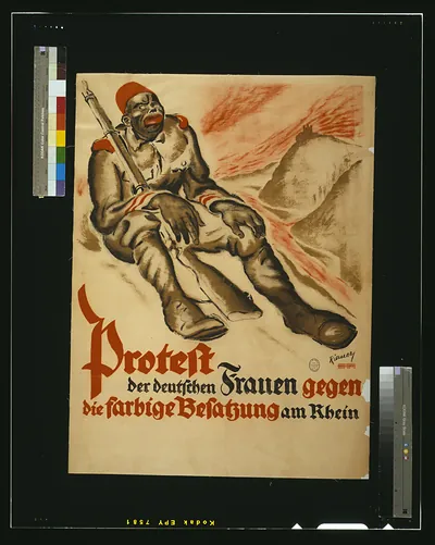 Protest der deutschen Frauen gegen die farbige Besatzung am Rhein / Riemer.