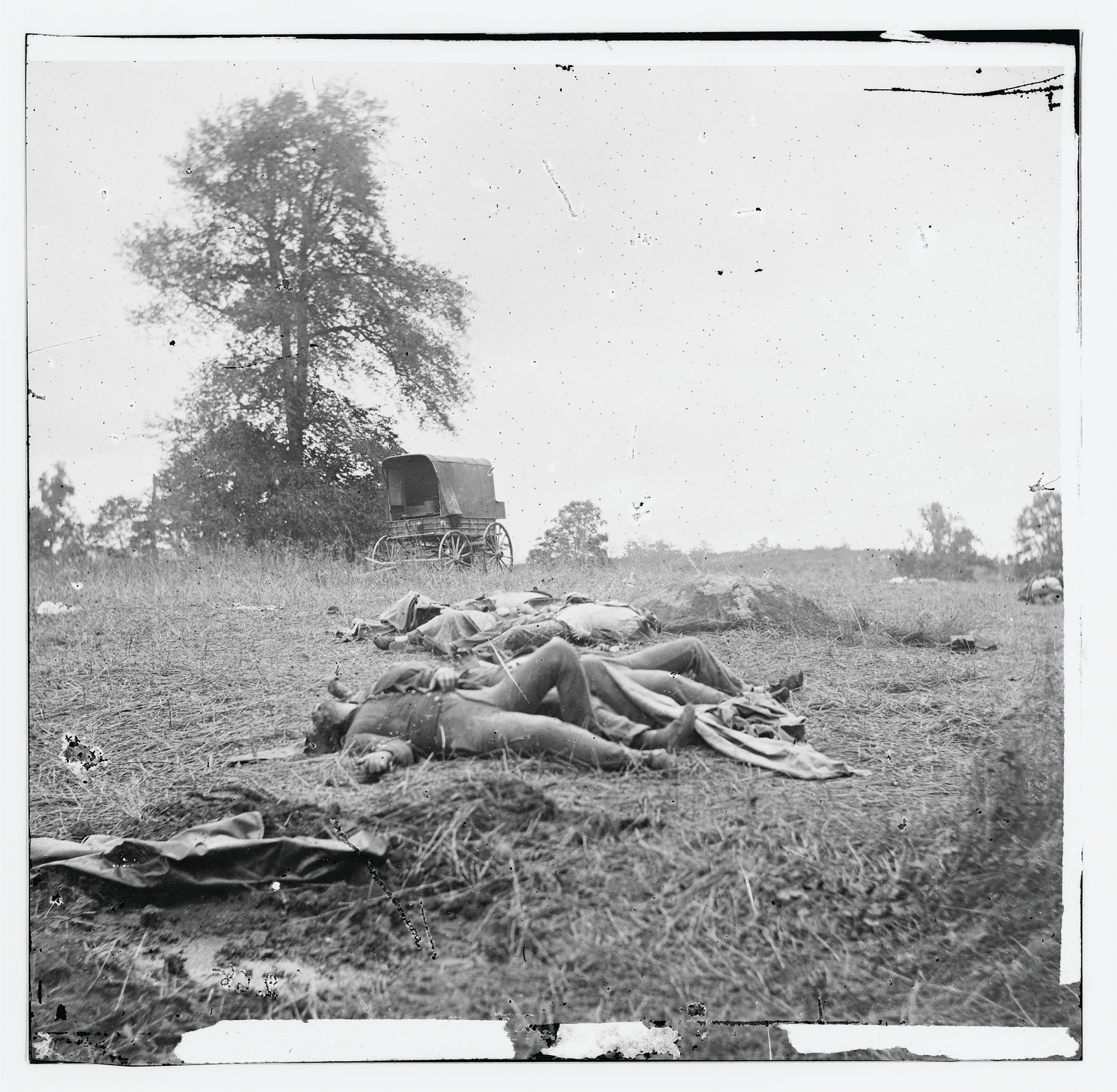 Gettysburg Pennsylvania. Confederate dead gathered for burial July 5 1863, 1863 — historic photograph