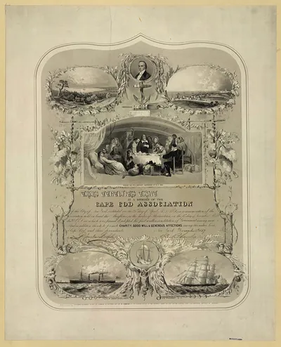 Cape Cod Association membership certificate with engravings