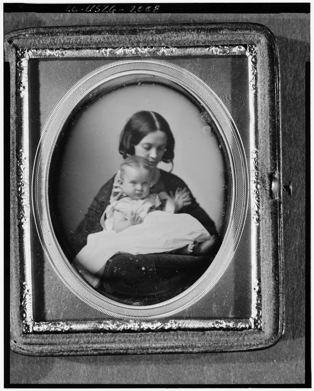 [Gertrude M. Hubbard and baby daughter Mabel], [ca. 1858] — historic photograph