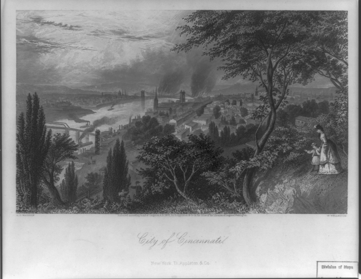 City of Cincinnati, c1872. — antique engraving
