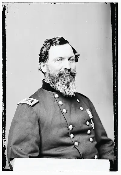Bearded Union officer in dark uniform, studio portrait