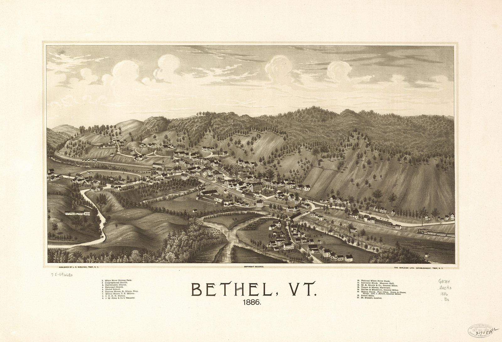 Bethel, Vermont, 1886, 1886 — antique map