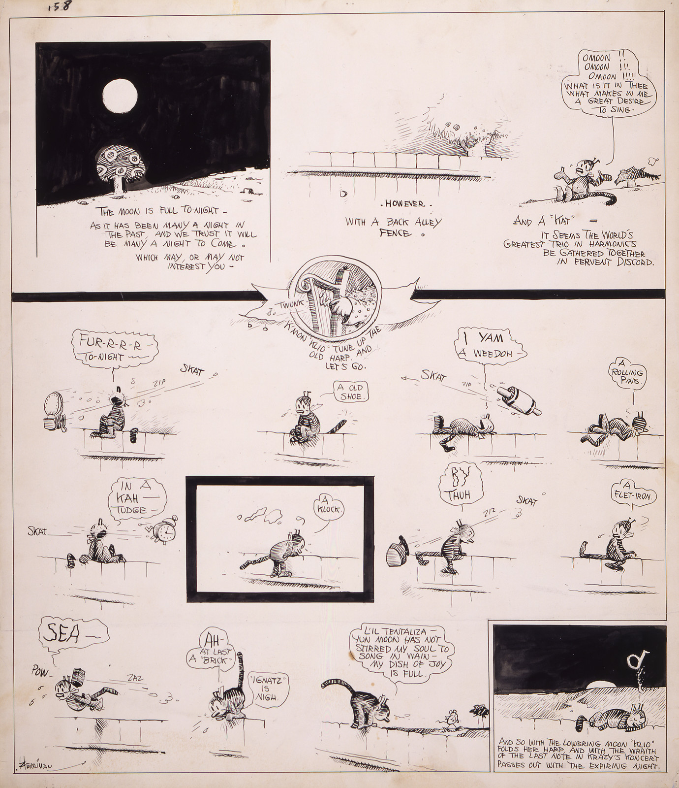 Krazy Kat. The moon is full to-night, [1917] — historic drawing