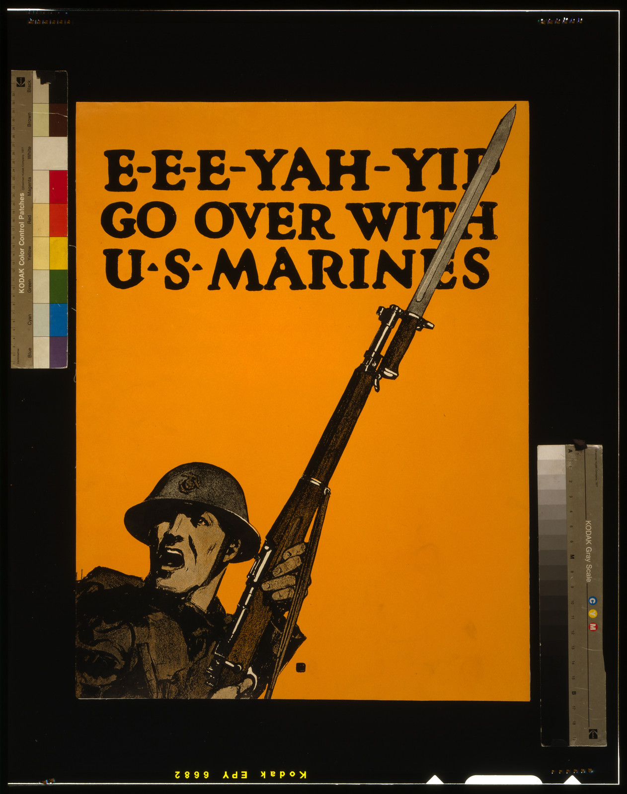 E-e-e-yah-yip Go over with U.S. Marines., 1917 — vintage poster
