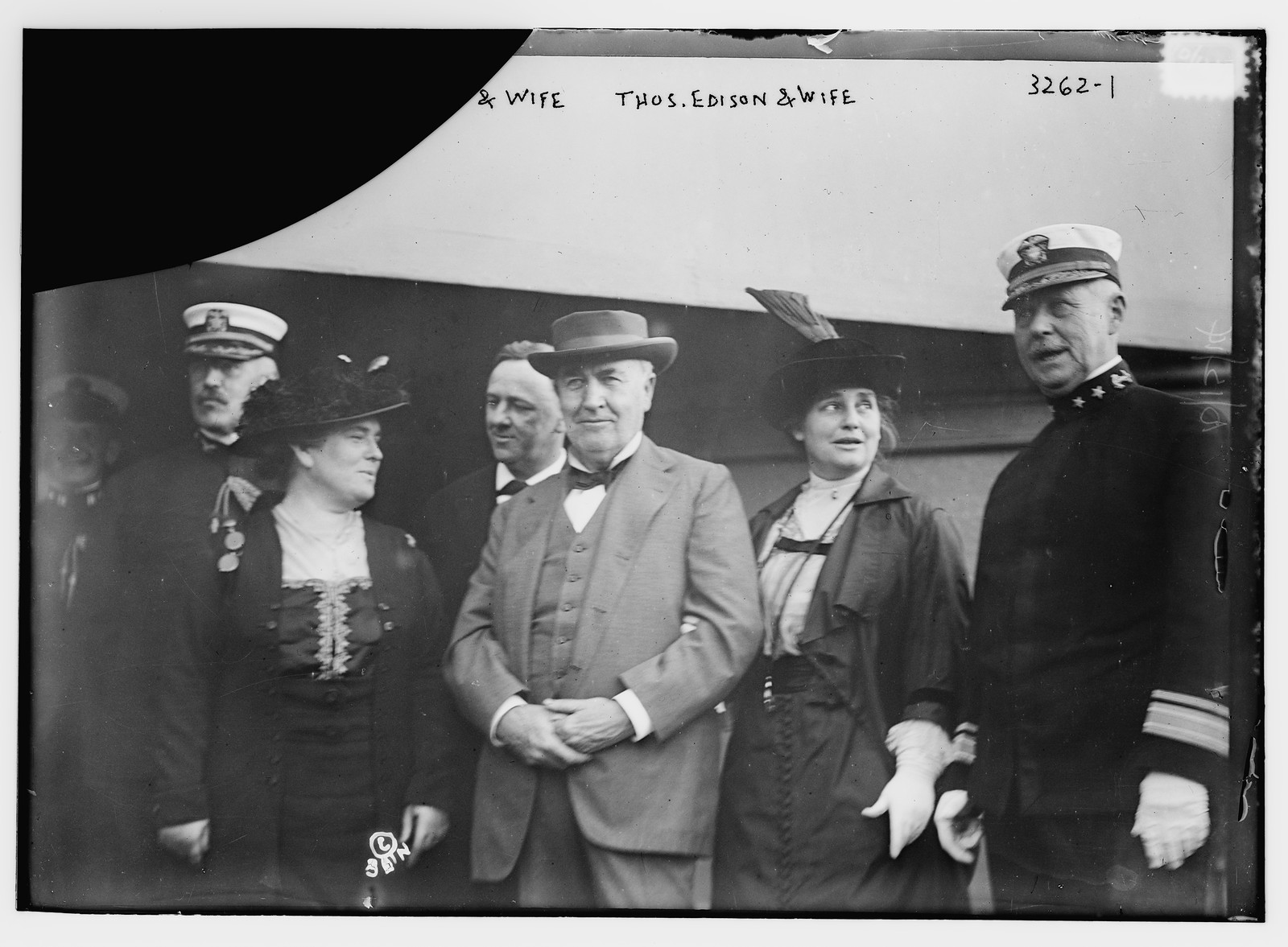 Thos. Edison and wife and 2 other couples ?? broken, n/a — historic photograph