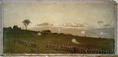 Picketts charge on the Union centre at the grove of trees about 3 PM / Edwin Forbes.